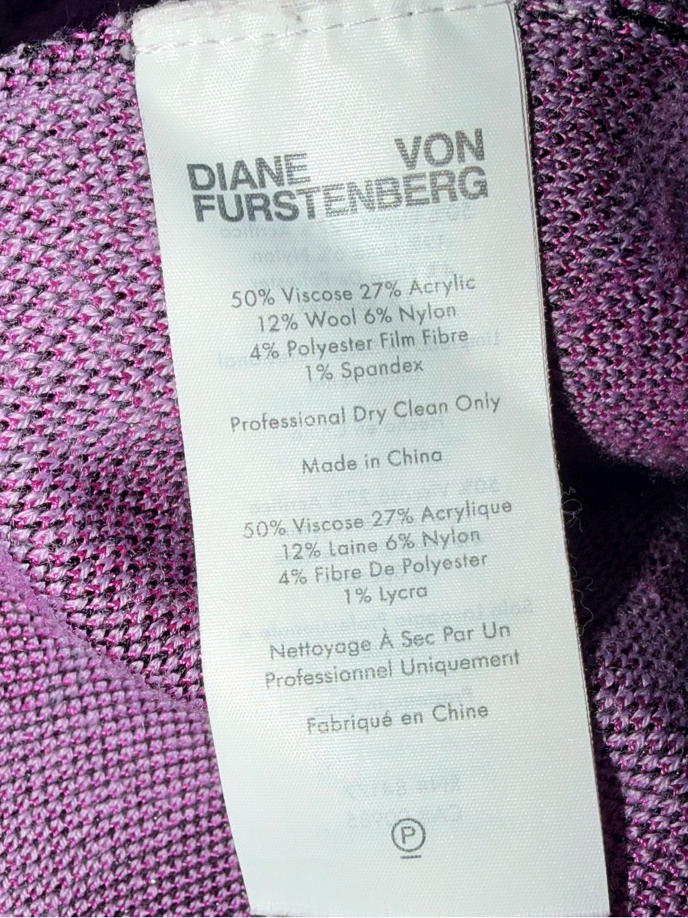 Diane Von Furstenberg Purple and Pink Geometric Wrap Dress Sz S - Picture 8 of 8